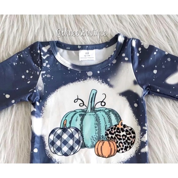Bleached Dyed Autumn Fall Little Pumpkins Matching Clothing Toddler Set - Picture 3 of 3